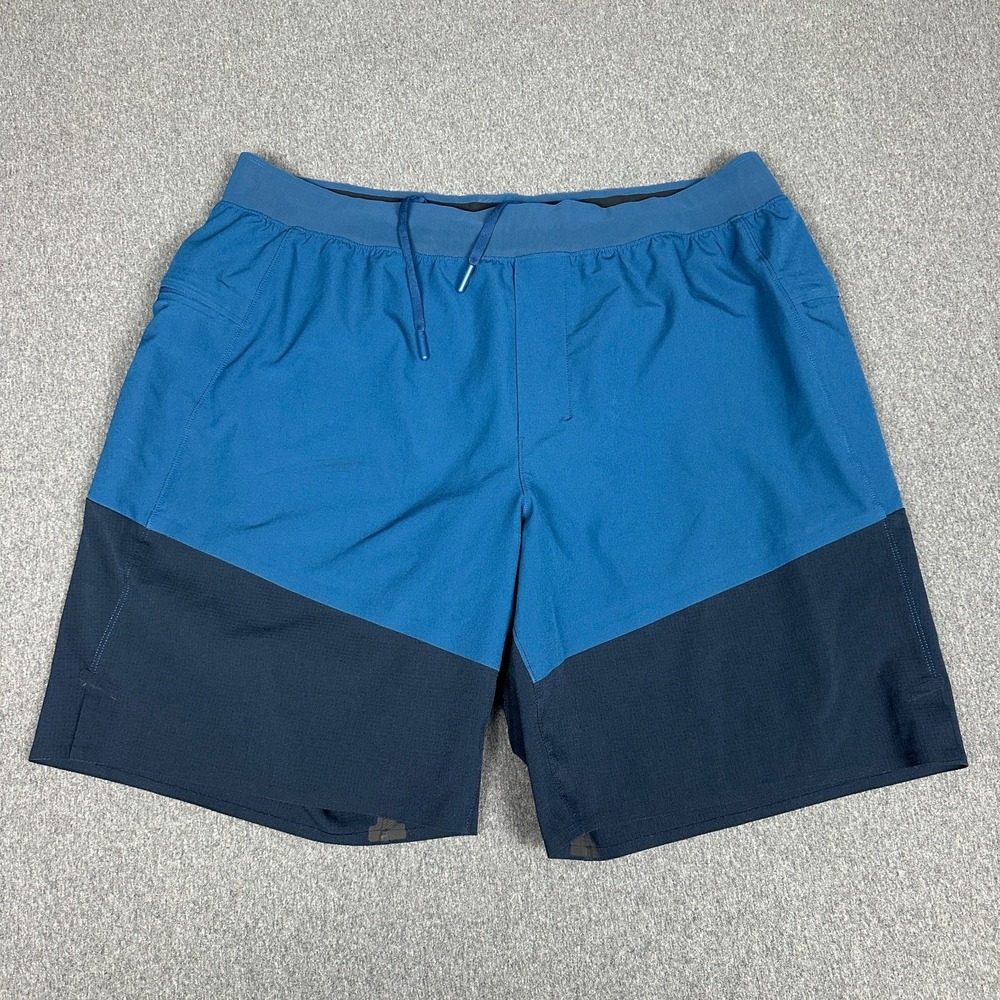 Lululemon Namaste At The Beach Shorts Mens XL Blue Colorblock Gym Run LM7ACWS